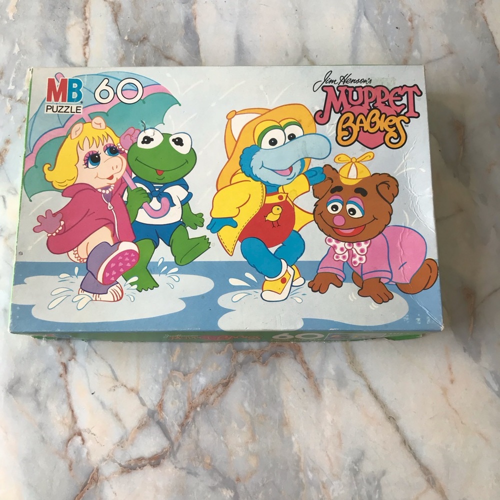 Vintage Muppet Babies 60 Piece Puzzle Playing In The Rain Kermit Miss Piggy
